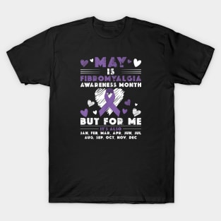 May Is Fibromyalgia Awareness Month Warrior Purple Ribbon T-Shirt